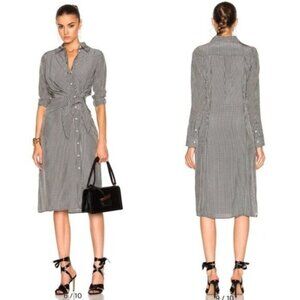 Altuzarra Yuma Gingham Check Shirtdress 36 4 Black White Front Tie